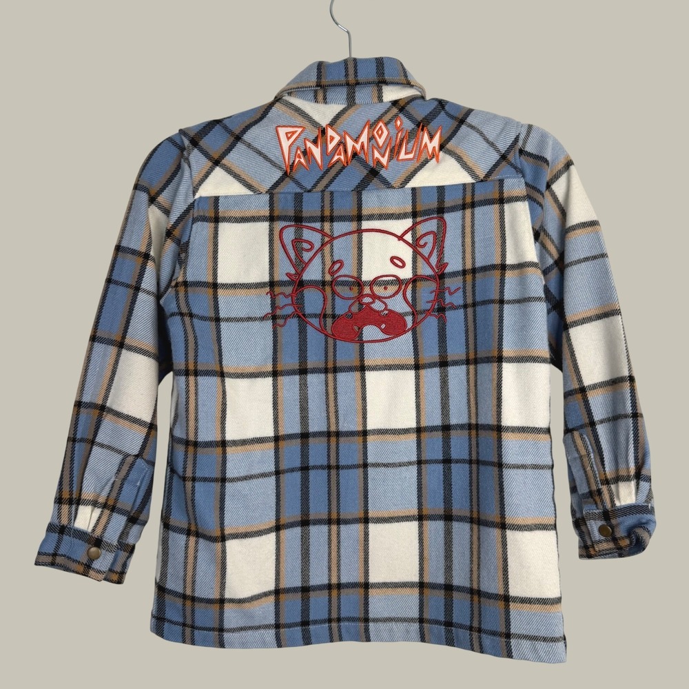Disney Pixar Turning Red Pandamonium Youth 7/8 Plaid Flannel Shirt Blue Multi
